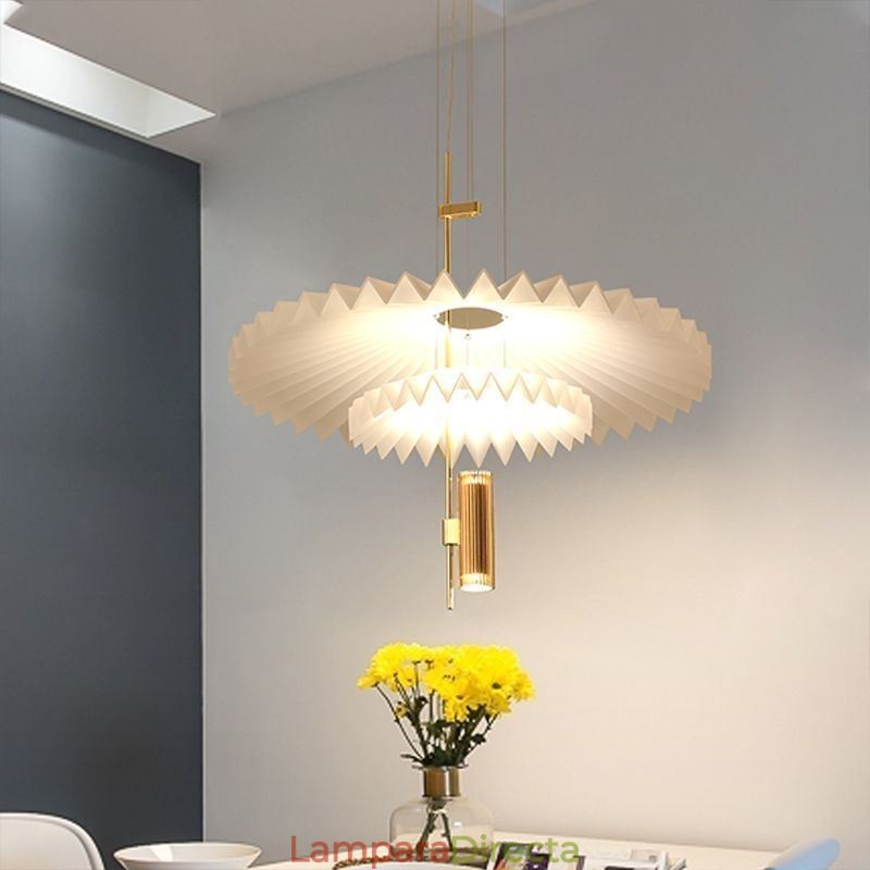 Lámpara colgante plisada moderna de acrílico, iluminación decorativa