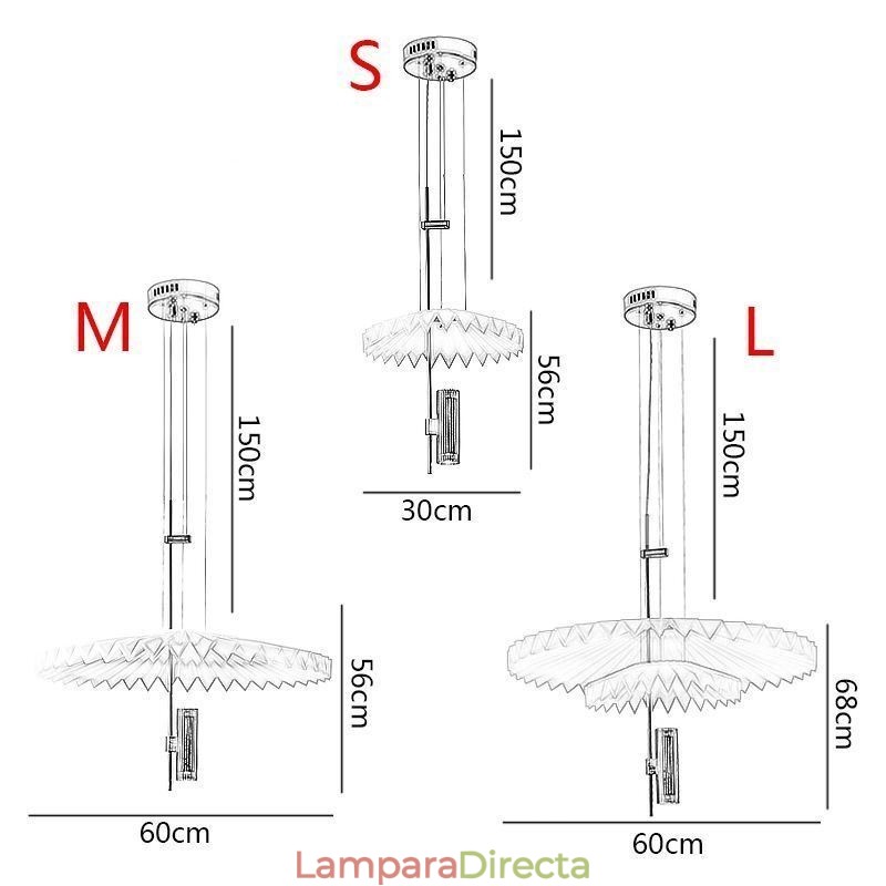 Lámpara colgante plisada moderna de acrílico, iluminación decorativa