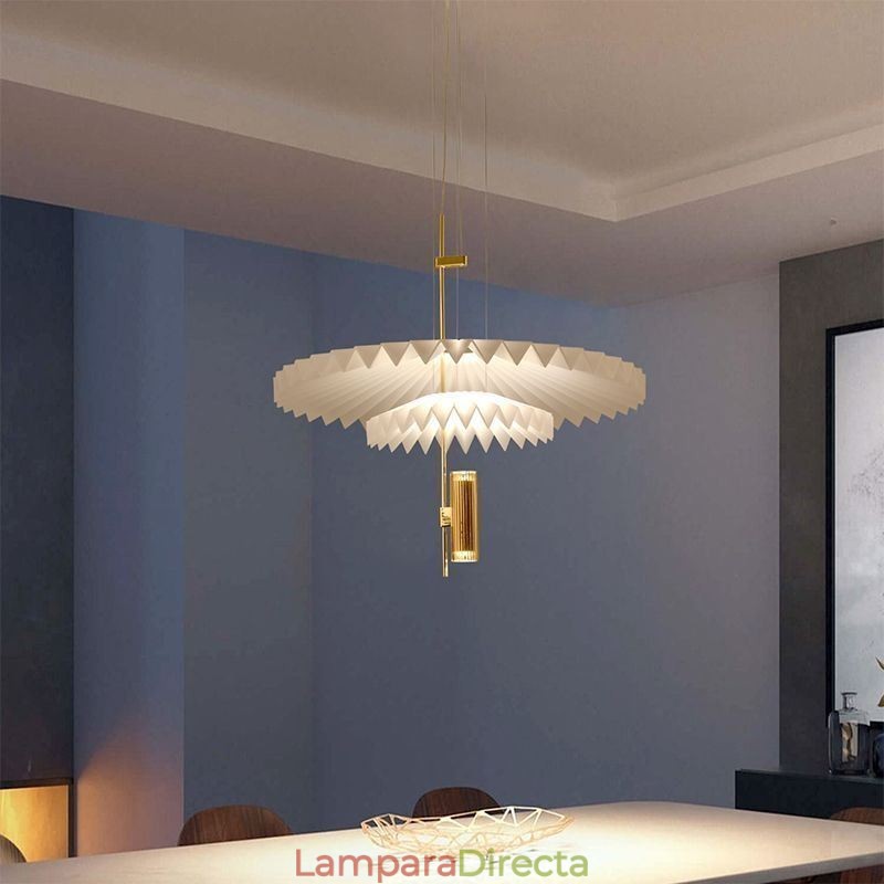 Lámpara colgante plisada moderna de acrílico, iluminación decorativa