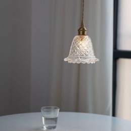 Lámpara colgante de cristal con diseño de flores, moderna, de 1 luz, decorativa.