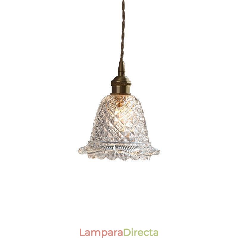 Lámpara colgante de cristal con diseño de flores, moderna, de 1 luz, decorativa.