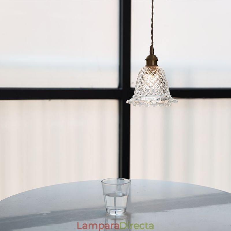 Lámpara colgante de cristal con diseño de flores, moderna, de 1 luz, decorativa.