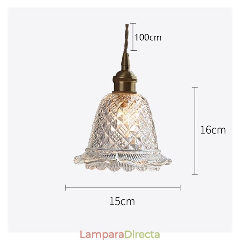 Lámpara colgante de cristal con diseño de flores, moderna, de 1 luz, decorativa.