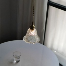Lámpara colgante de cristal con diseño de flores, moderna, de 1 luz, decorativa.