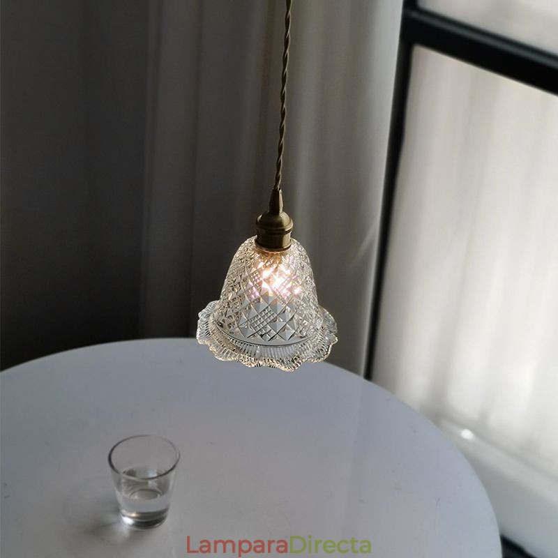 Lámpara colgante de cristal con diseño de flores, moderna, de 1 luz, decorativa.