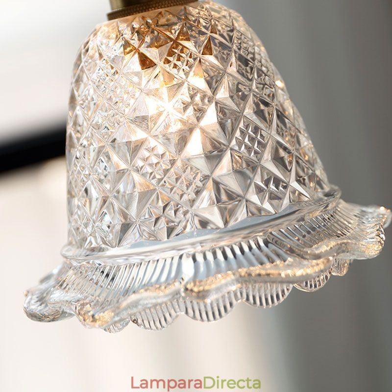 Lámpara colgante de cristal con diseño de flores, moderna, de 1 luz, decorativa.