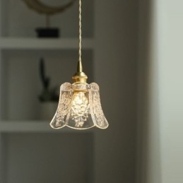 Lámpara colgante de flores, lámpara minimalista decorativa de vidrio.