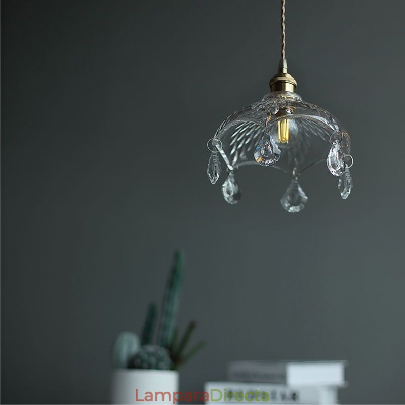 Lámpara colgante de cristal minimalista moderna, lámpara colgante de una sola luz