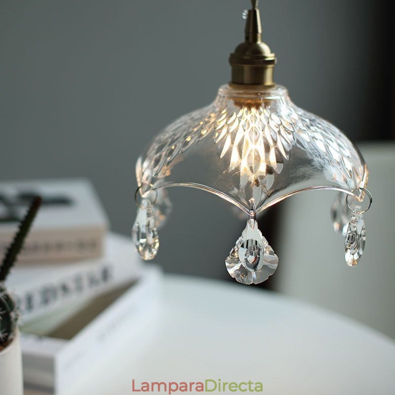 Lámpara colgante de cristal minimalista moderna, lámpara colgante de una sola luz