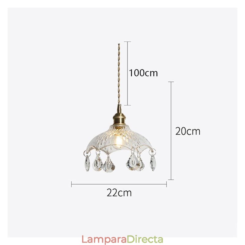 Lámpara colgante de cristal minimalista moderna, lámpara colgante de una sola luz