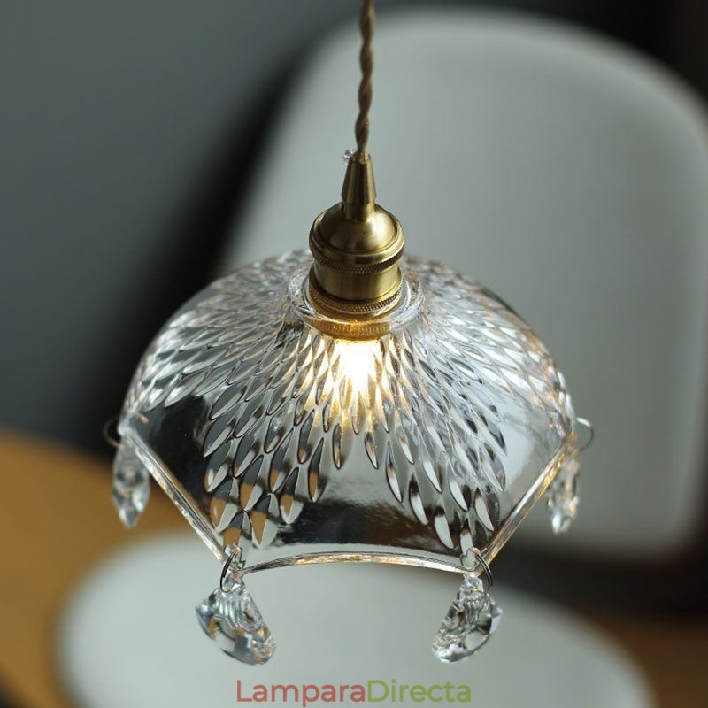 Lámpara colgante de cristal minimalista moderna, lámpara colgante de una sola luz