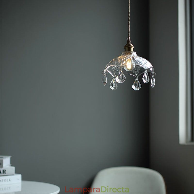 Lámpara colgante de cristal minimalista moderna, lámpara colgante de una sola luz