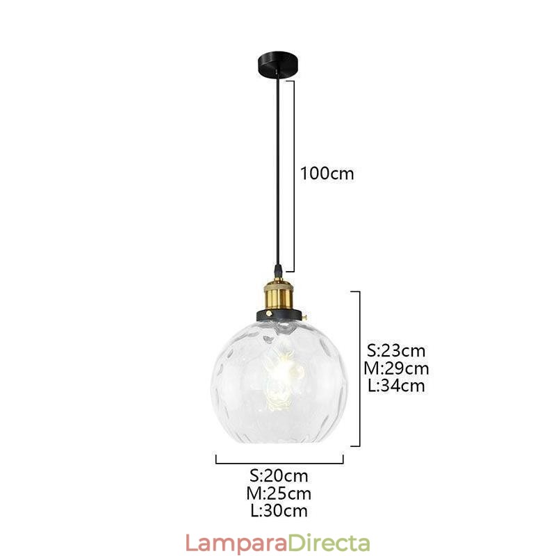 Lámpara colgante de vidrio contemporánea con patrón de agua redondo