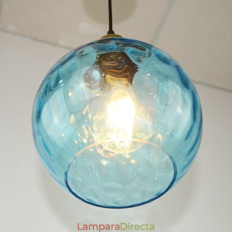 Lámpara colgante de vidrio contemporánea con patrón de agua redondo