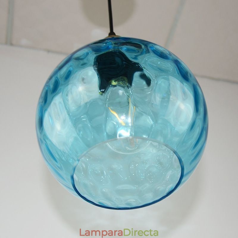 Lámpara colgante de vidrio contemporánea con patrón de agua redondo