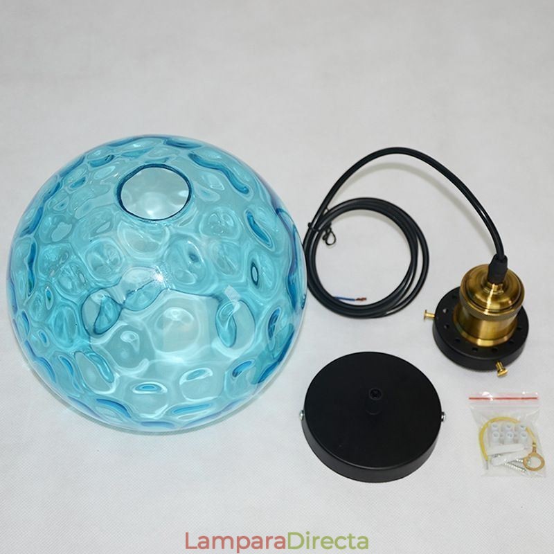 Lámpara colgante de vidrio contemporánea con patrón de agua redondo