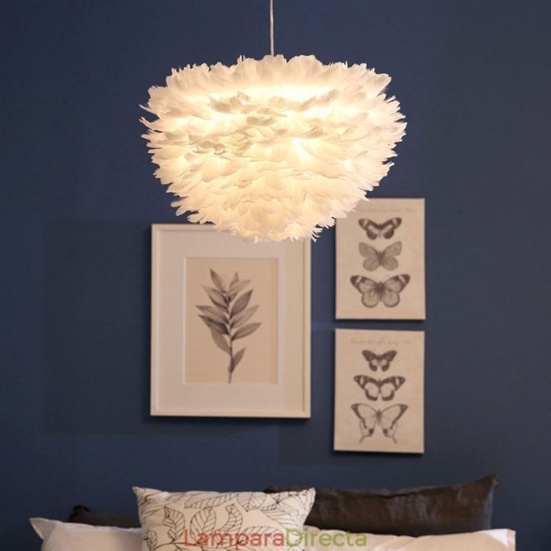 Lámpara colgante decorativa con bonita pluma