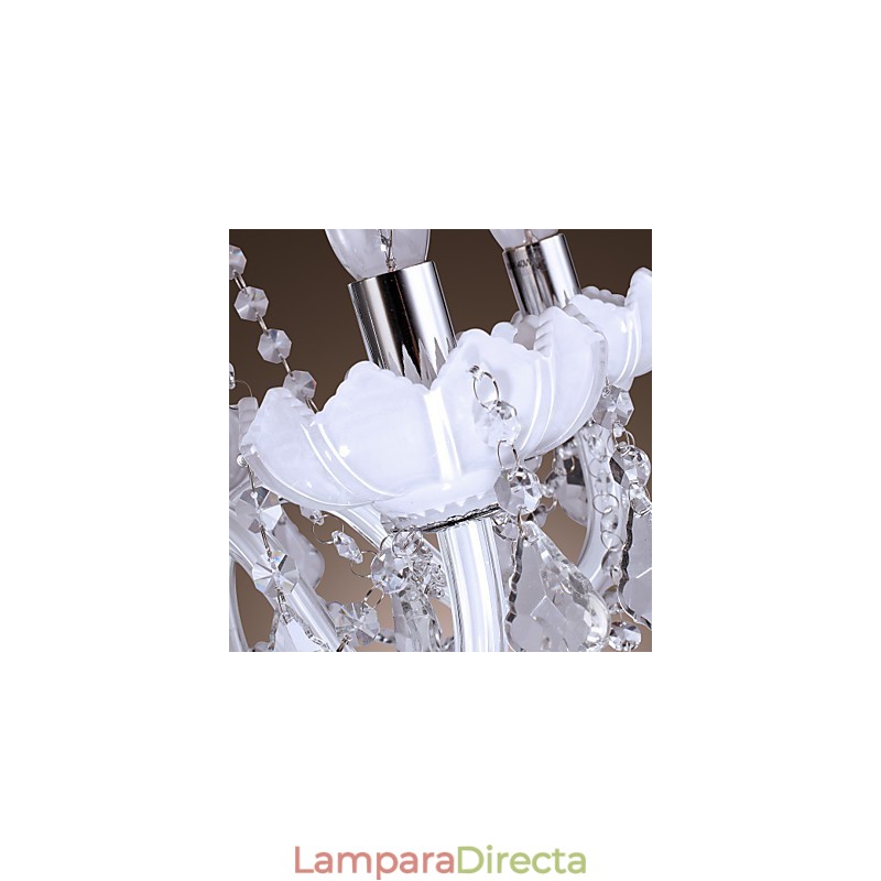 Elegante lámpara de araña de cristal con 5 luces en color blanco