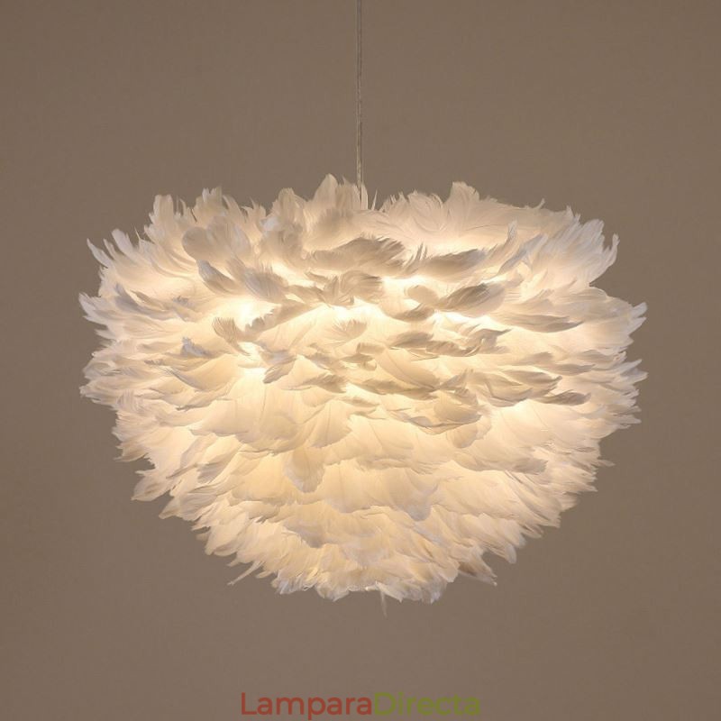 Lámpara colgante decorativa con bonita pluma