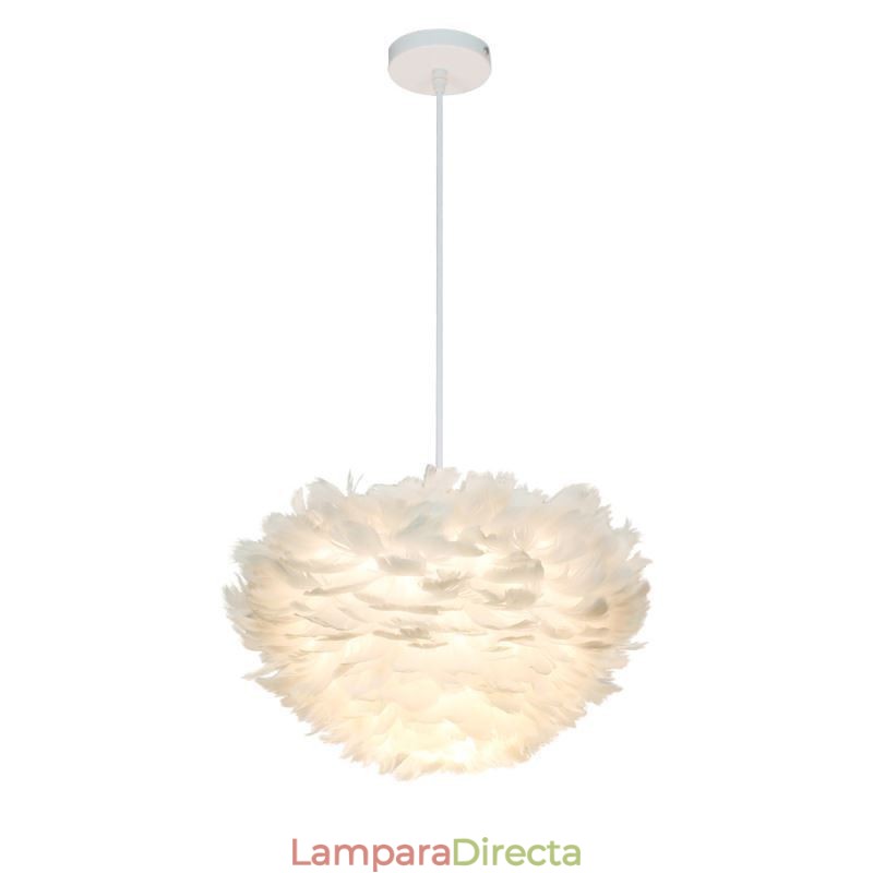 Lámpara colgante decorativa con bonita pluma