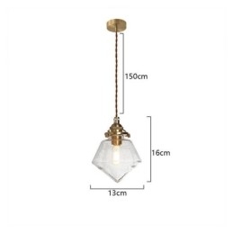 Lámpara colgante de cristal con forma de diamante de 1 luz, accesorio de iluminación de cristal con burbujas