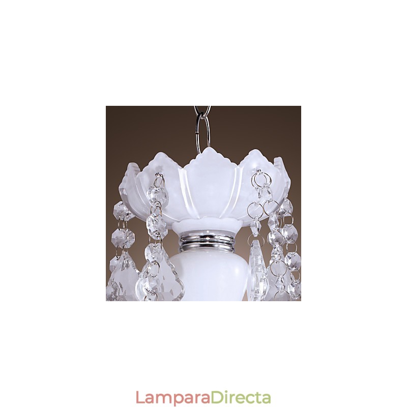 Elegante lámpara de araña de cristal con 5 luces en color blanco