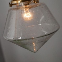 Lámpara colgante de cristal con forma de diamante de 1 luz, accesorio de iluminación de cristal con burbujas