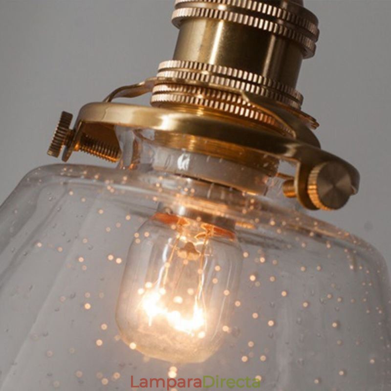 Lámpara colgante de cristal con forma de diamante de 1 luz, accesorio de iluminación de cristal con burbujas
