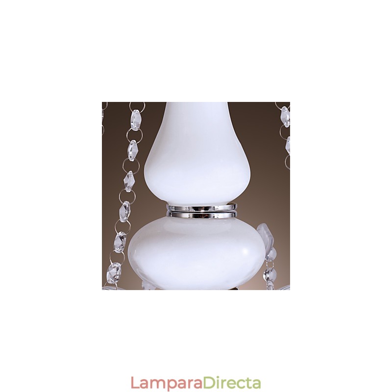 Elegante lámpara de araña de cristal con 5 luces en color blanco