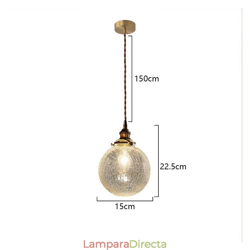 Lámpara colgante de vidrio moderna con efecto craquelado para techo