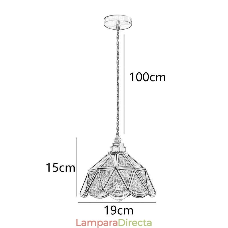 Lámpara colgante de vidrio retro, lámpara de techo de vidrio de estilo japonés