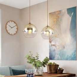 Lámpara colgante creativa de hierro y vidrio con forma de globo, iluminación decorativa