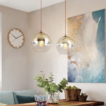 Lámpara colgante creativa de hierro y vidrio con forma de globo, iluminación decorativa Lámpara colgante creativa de hierro y vidrio con forma de globo, iluminación decorativa