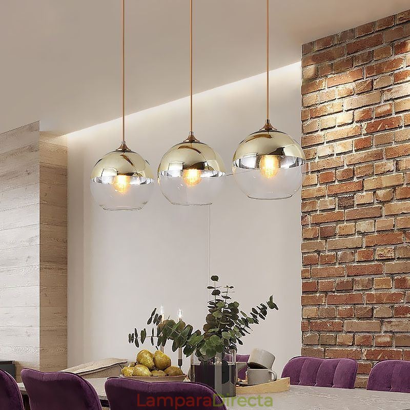 Lámpara colgante creativa de hierro y vidrio con forma de globo, iluminación decorativa