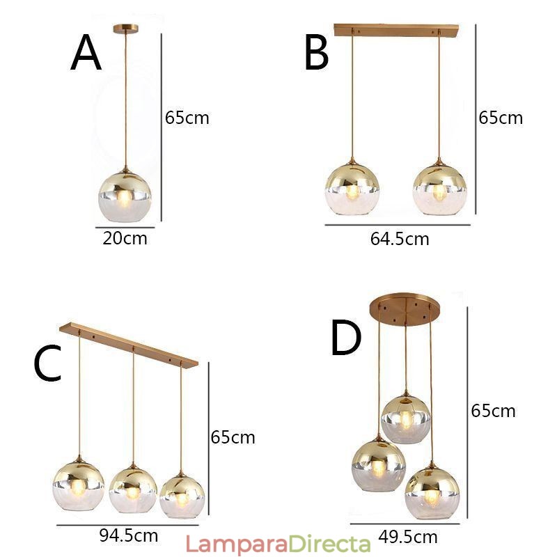 Lámpara colgante creativa de hierro y vidrio con forma de globo, iluminación decorativa