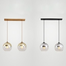 Lámpara colgante creativa de hierro y vidrio con forma de globo, iluminación decorativa