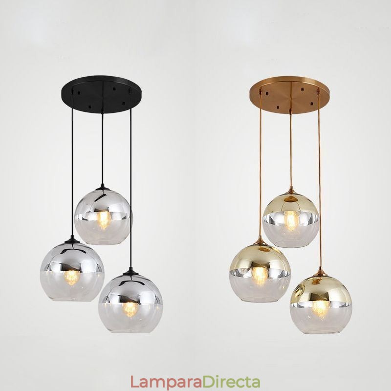 Lámpara colgante creativa de hierro y vidrio con forma de globo, iluminación decorativa