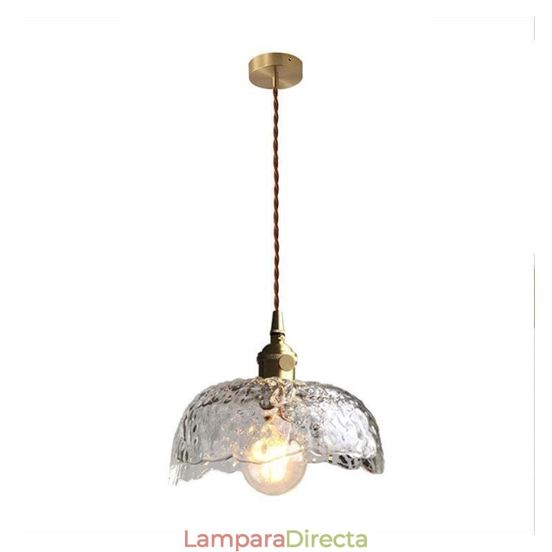 Lámpara colgante de vidrio de latón irregular Lámpara de techo de vidrio martillado