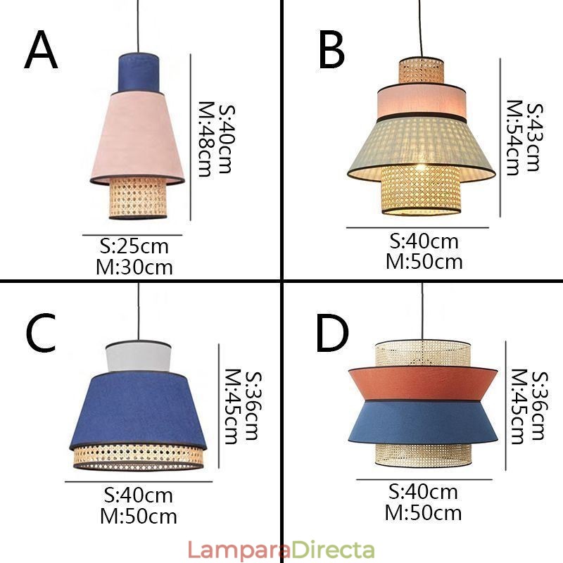 Lámpara colgante de 1 luz con pantalla de bambú tejida