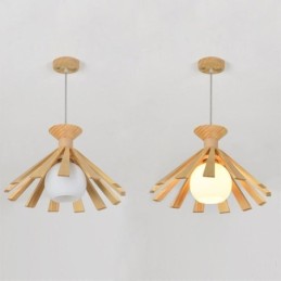 Lámpara colgante de madera de estilo sencillo
