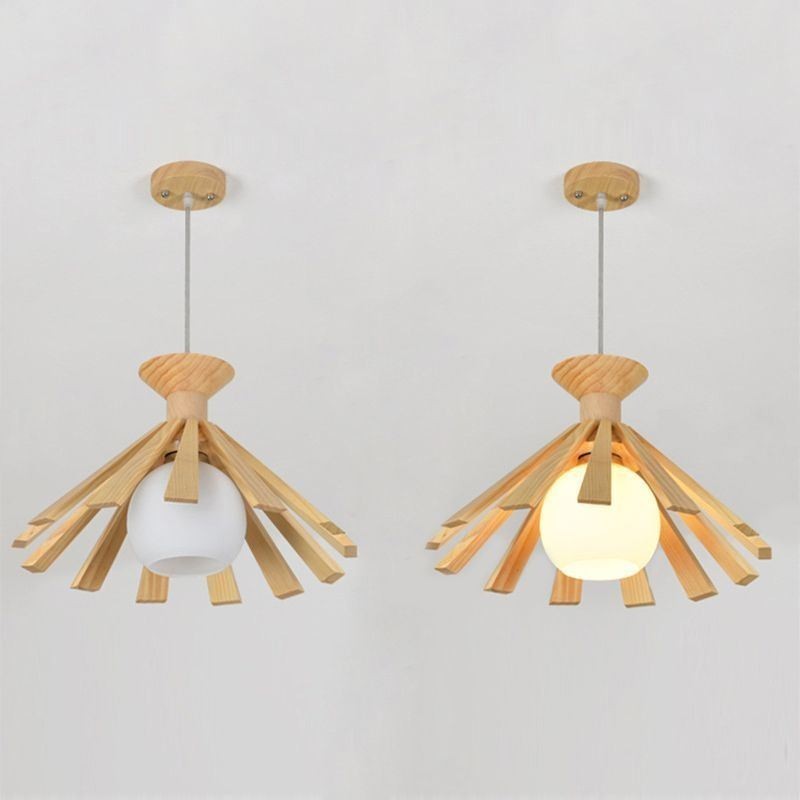Lámpara colgante de madera de estilo sencillo