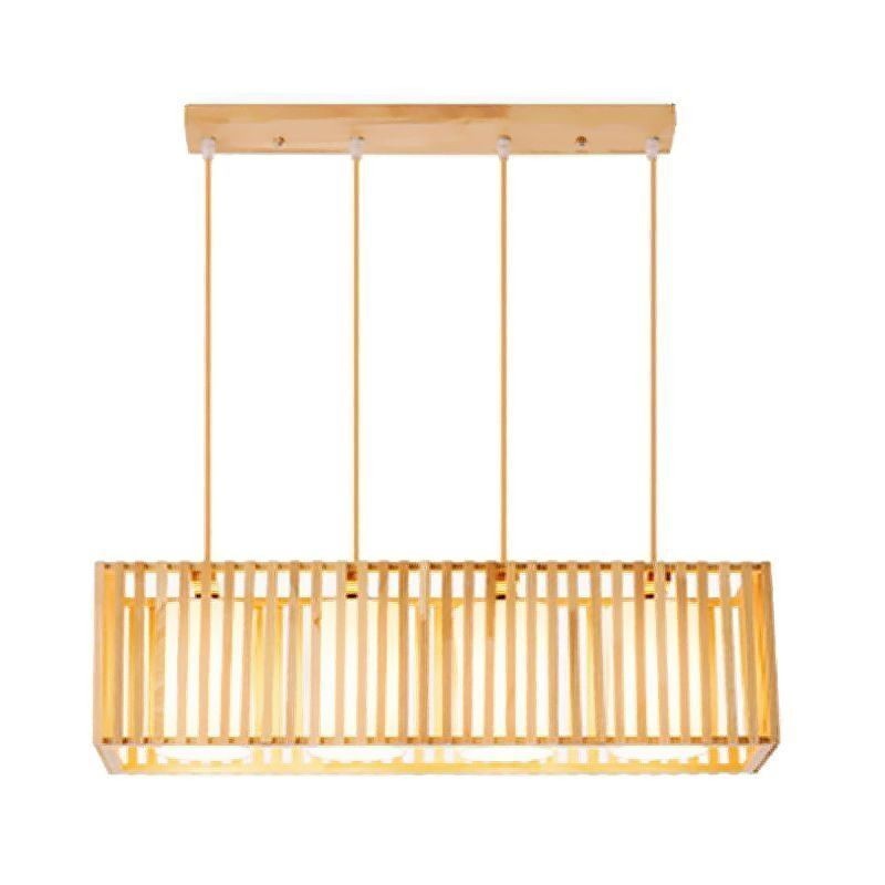 Lámpara colgante minimalista con forma de jaula de madera