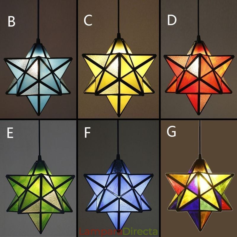 Lámpara colgante de estrella creativa con vitrales europeos