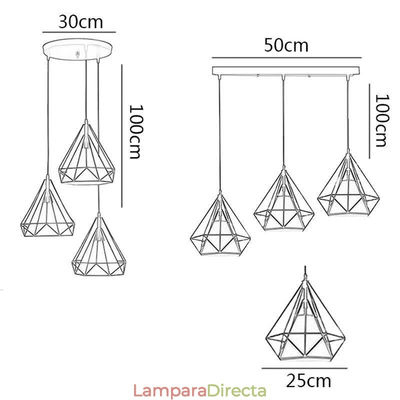Lámpara colgante con forma de diamante, moderna y minimalista, decorativa.