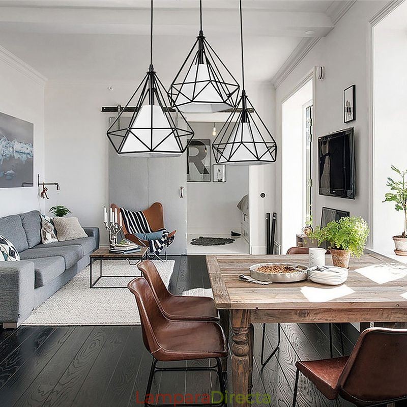 Lámpara colgante con forma de diamante, moderna y minimalista, decorativa.
