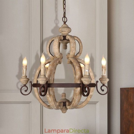 Lámpara colgante de madera, luz de techo retro nórdica Lámpara colgante de madera, luz de techo retro nórdica