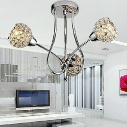Lámpara de techo moderna y brillante de 3 luces con diseño de cristal