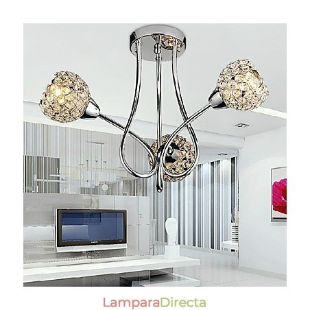Lámpara de techo moderna y brillante de 3 luces con diseño de cristal