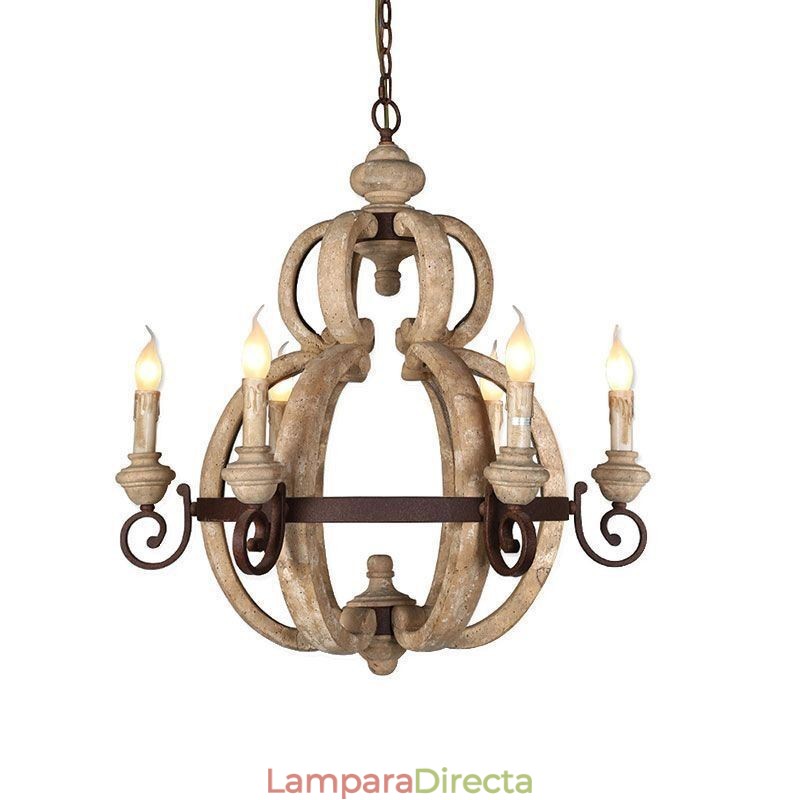 Lámpara colgante de madera, luz de techo retro nórdica
