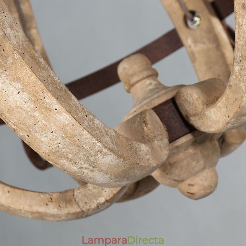 Lámpara colgante de madera, luz de techo retro nórdica